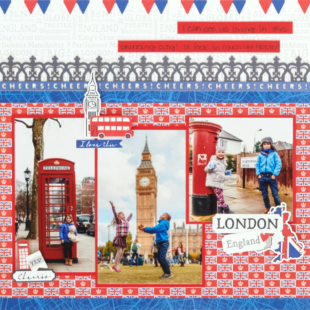 london scrapbook layout