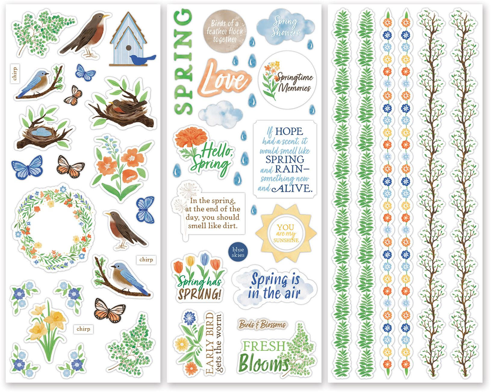 birds blossoms stickers