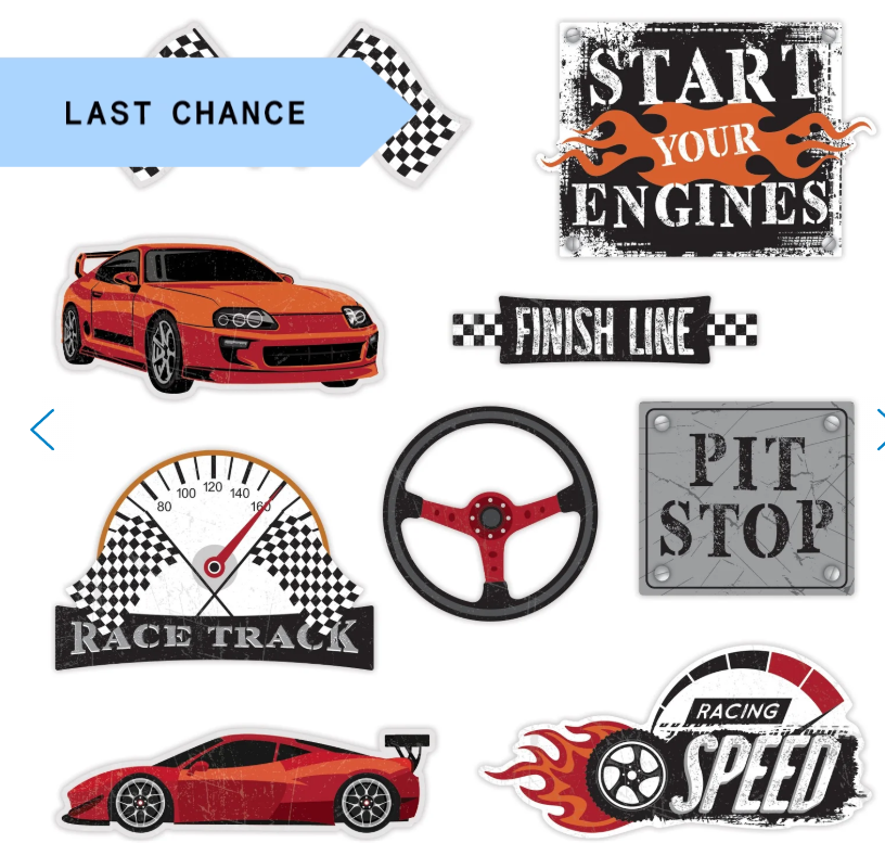 revved up! car racing embellishments