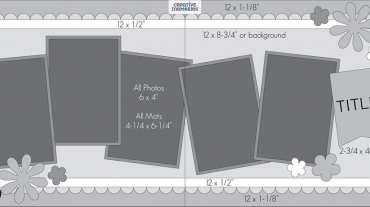 Creative Memories Virtual Crop Scrapbooking Layout Sketch Idea for 2 pages 2 page spread. Measurements provided by Megghan Jack